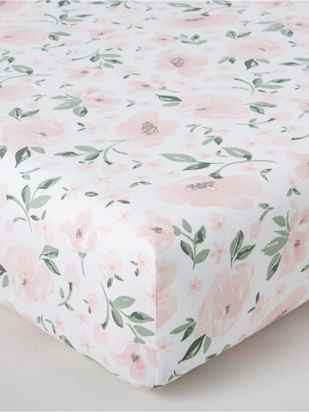 Pottery Barn Kids Meredith Allover Floral Fitted Crib Sheet Pink Organic Cotton